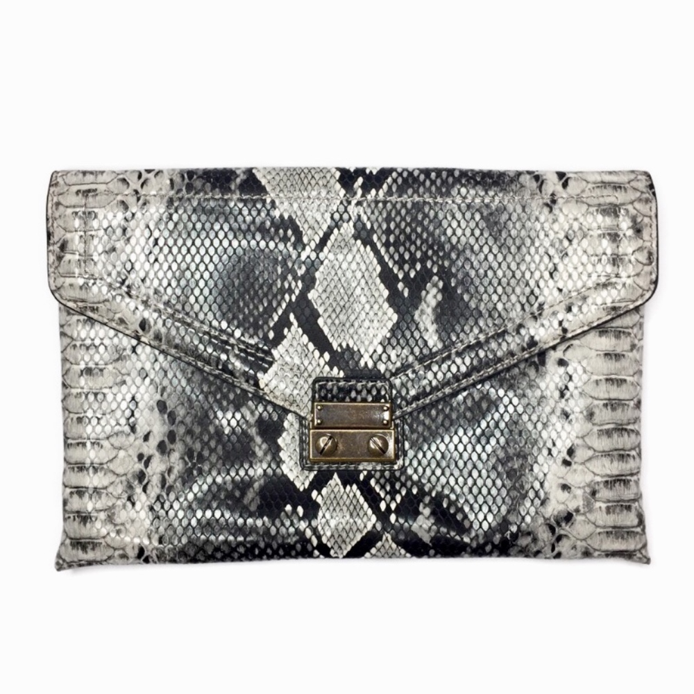 Womens J. CREW envelope clutch snake skin